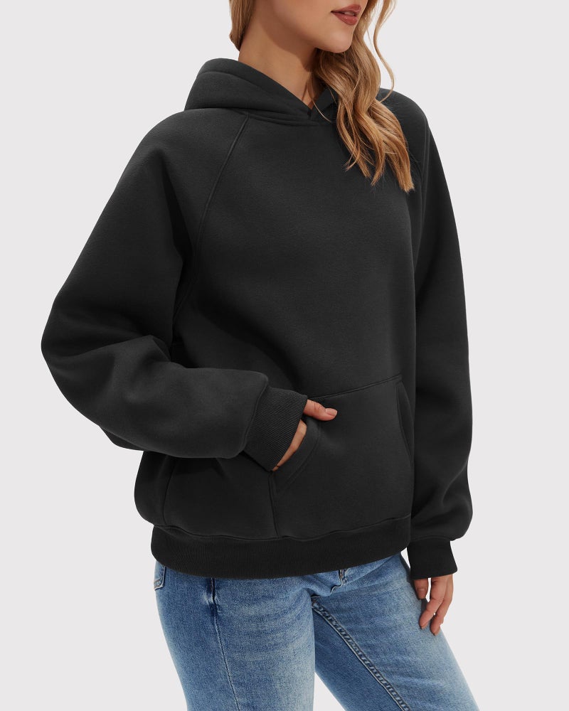 Stelle Women Hoodies Oversized Fleece Long Sleeve Comfy Casual Pullover Sweatshirts 2026 Winter Fall Outfits Black Small - Image 2