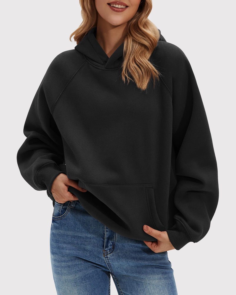 Stelle Women Hoodies Oversized Fleece Long Sleeve Comfy Casual Pullover Sweatshirts 2026 Winter Fall Outfits Black Small - Image 3