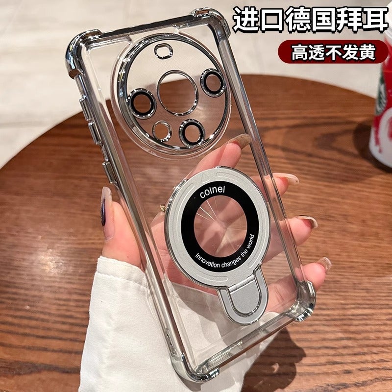 غطاء هاتف من السيليكون الناعم المطلي بالكهرباء مع حامل مغناطيسي لسلسلة Huawei Mate و Honor Magic و Pura - Image 5