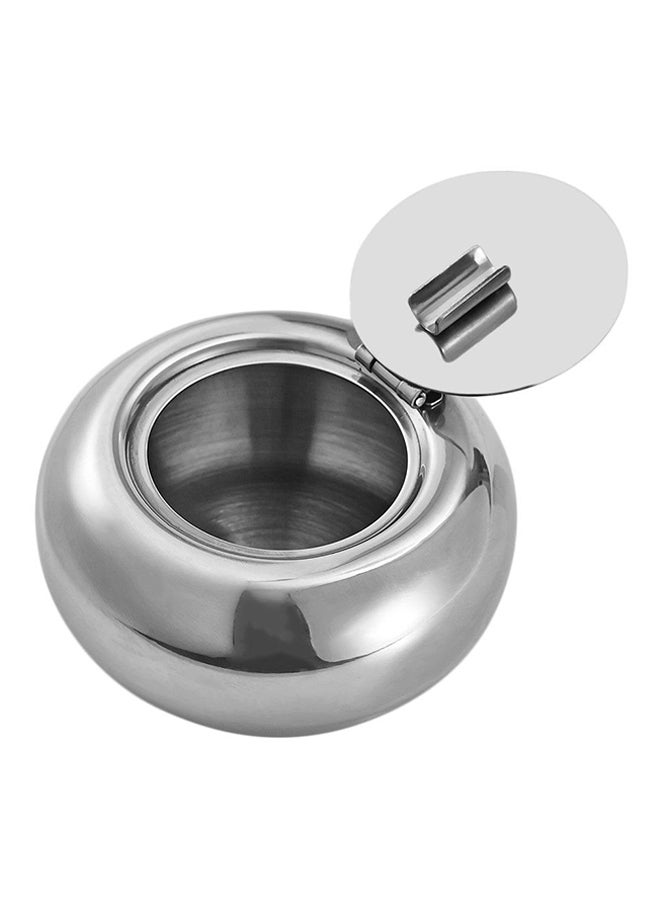 منفضة سجائر محمولة من الستانلس ستيل فضي - Image 1