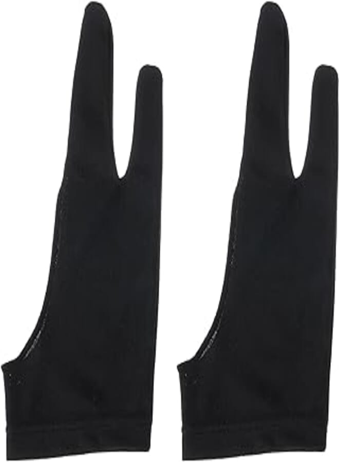 MECCANIXITY 2pcs Artists Drawing Glove for Digital Drawing Tablet, Art Glove for Right/Left Hand, Small 8" x 3" Black