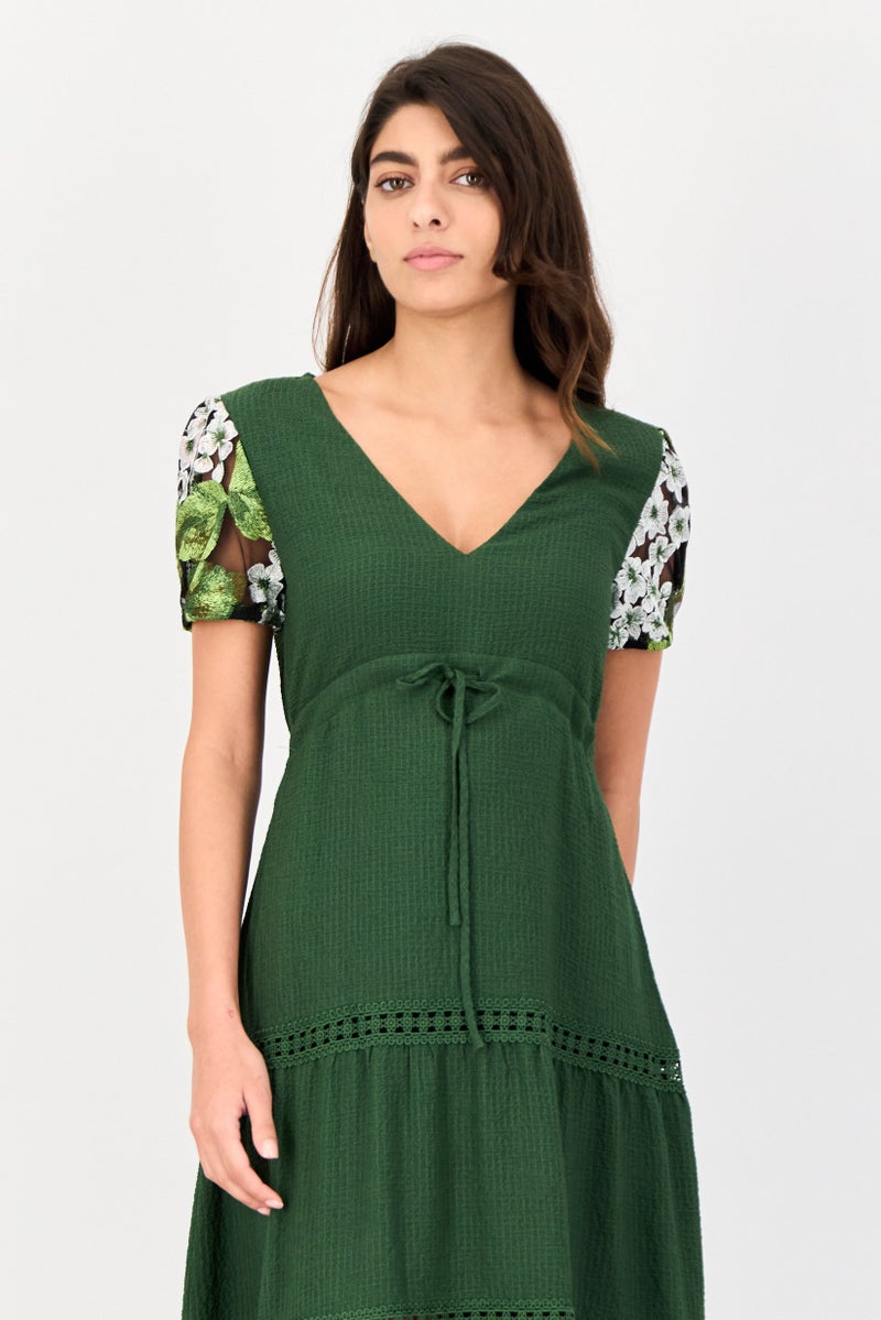 DESIGUAL Women Textured Maxi Dress, Green - Image 2