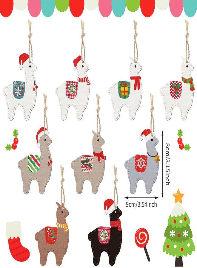 Breling Llama Ornaments Alpaca Pendants Christmas Hanging Decorations Llama Wooden Ornaments Cactus Wooden Ornaments for Christmas Tree Decorations Holiday Xmas Party Decoration(Cute Style,18 Pieces) - Image 2