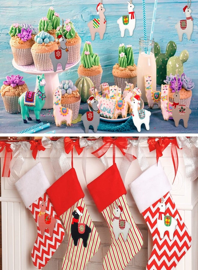 Breling Llama Ornaments Alpaca Pendants Christmas Hanging Decorations Llama Wooden Ornaments Cactus Wooden Ornaments for Christmas Tree Decorations Holiday Xmas Party Decoration(Cute Style,18 Pieces) - Image 5