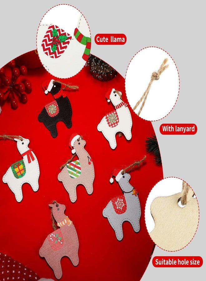 Breling Llama Ornaments Alpaca Pendants Christmas Hanging Decorations Llama Wooden Ornaments Cactus Wooden Ornaments for Christmas Tree Decorations Holiday Xmas Party Decoration(Cute Style,18 Pieces) - Image 3
