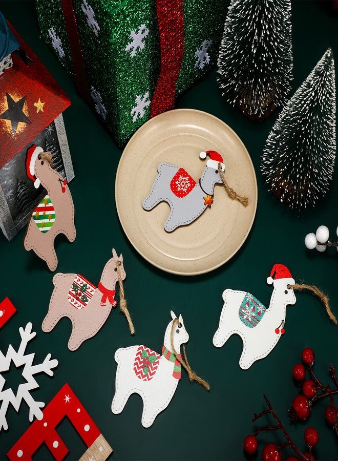 Breling Llama Ornaments Alpaca Pendants Christmas Hanging Decorations Llama Wooden Ornaments Cactus Wooden Ornaments for Christmas Tree Decorations Holiday Xmas Party Decoration(Cute Style,18 Pieces) - Image 4