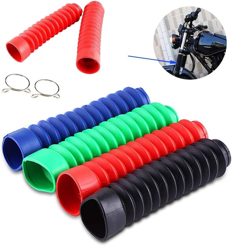 Keenso 1 Pair Rubber Fork Cover Gaiters Motorcycle Front Fork Gaiters Boots Shock Damping Dust Cover 205 x 42mm (Red) - Image 4