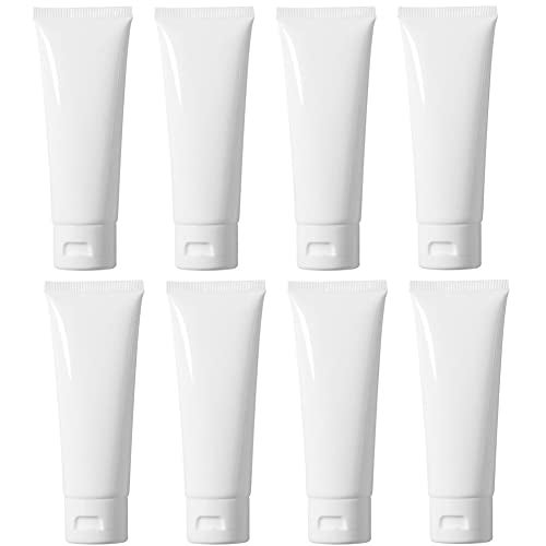 Quupy 12PCS Refillable Empty Plastic Tubes White Cosmetic Storage Containers Plastic Soft Tubes Bottle for Package Facial Cleanser Hand Cream Cosmetic Lotion(100ML) - Image 1