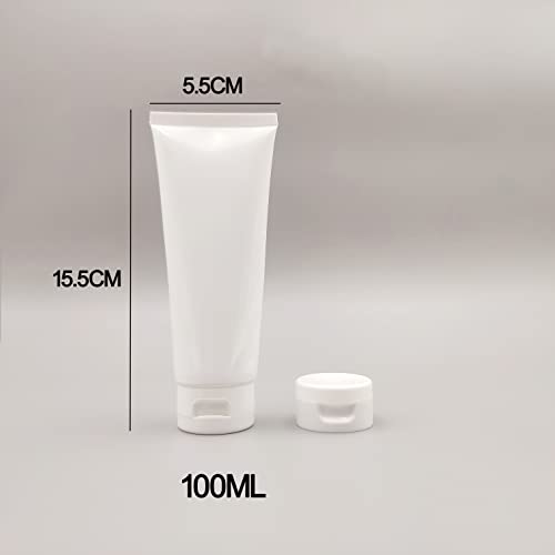 Quupy 12PCS Refillable Empty Plastic Tubes White Cosmetic Storage Containers Plastic Soft Tubes Bottle for Package Facial Cleanser Hand Cream Cosmetic Lotion(100ML) - Image 2