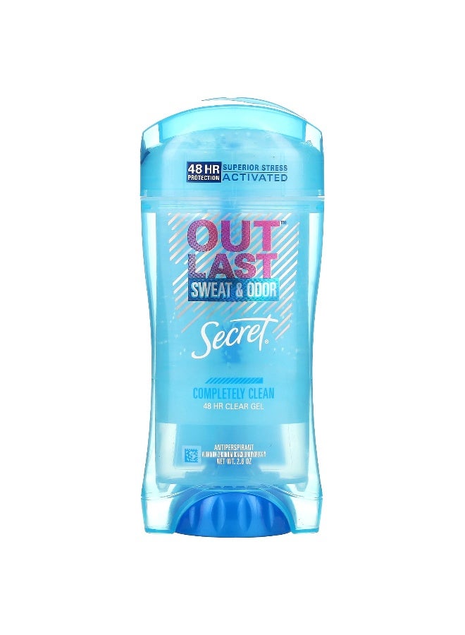 Secret Secret, Outlast®, Sweat & Odor, 72 HR Clear Gel Deodorant, Completely Clean, 2.6 oz (73 g)  - Image 1