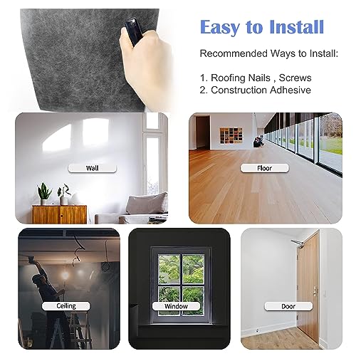 Foneso Mass Loaded Vinyl Sound Proof Barrier, Anti Vibration Deadening Soundproofing Material, Reduces Noise, 12"x12", Thick 80 mil (2mm) (12 Pack) - Image 5