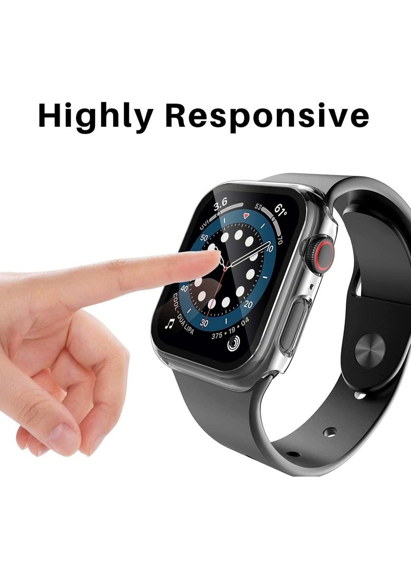 Case Compatible with Apple Watch Series 6/SE/Series 5/Series 4 44mm with Built in Tempered Glass Screen Protector- All Around Hard PC Case Overall Protective Cover (Clear) (40mm)