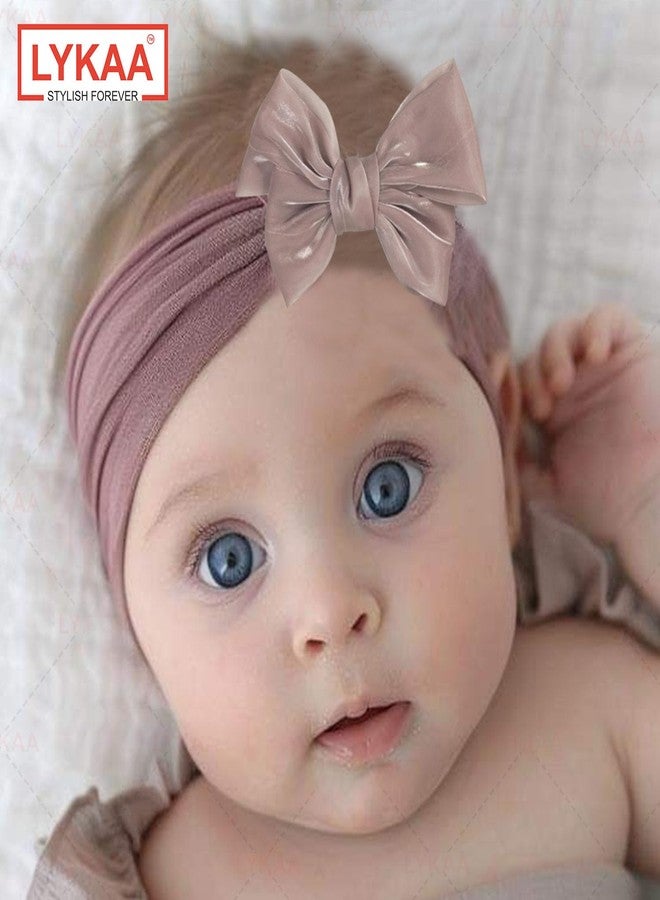 LYKAA Soft Elastic Hair Bands for Baby Girls Cotton Bow Headbands Turban Knotted Super Stretchy Hair Wrap for Newborn, Kids, Toddlers Infants, Pack of 2 - Multicolor - Image 4