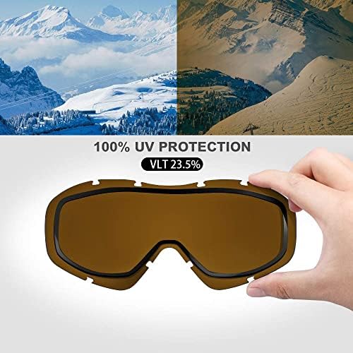 OutdoorMaster OTG Ski Goggles - Over Glasses Ski/Snowboard Goggles for Men, Women & Youth - 100% UV Protection (Black Frame + VLT 24% Orange Lens with REVO Silver) - Image 2