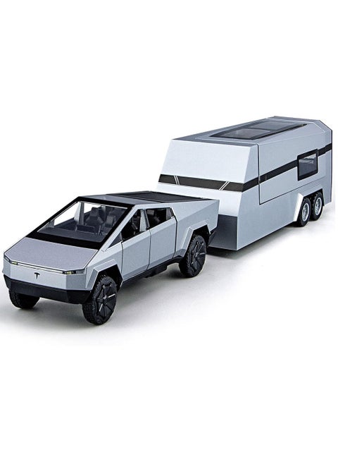 Cybertruck toy car for Tesla 1:32 , Pickup Trailer Alloy Car Model Diecasts Metal Off-Road Vehicles Truck Model Sound and Light Kids Toys Gift