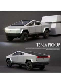 CHE ZHI 1:32 Tesla Cybertruck Pickup Trailer Alloy Car Model Diecasts Metal Off-Road Vehicles Truck Model Sound and Light Kids Toys Gift  - Image 2