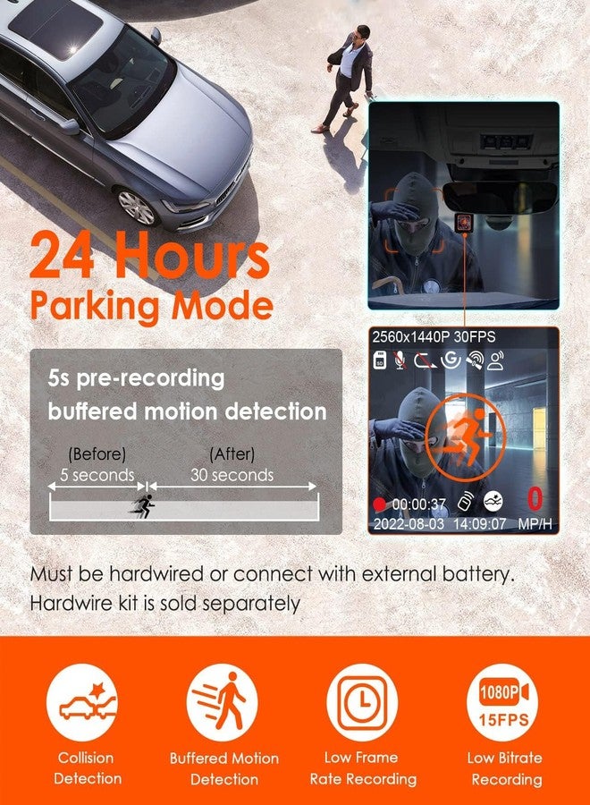 Vantrue E1 Lite 1080P WiFi Mini Dash Cam with GPS and Speed, Free App, Voice Control Detachable Dash Camera, 24 Hours Parking Mode, Night Vision, Motion Detection, Loop Recording, Support 512GB Max - Image 5