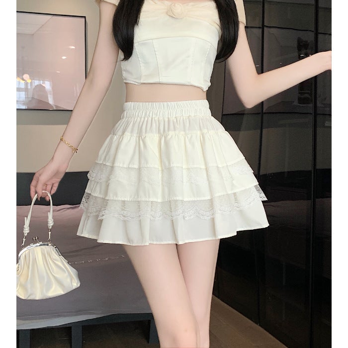 Korean Style Puffy Cake Skirt Skirt 2024 Arrival A- Line High Waist Slimming Skirt For Children - Image 1
