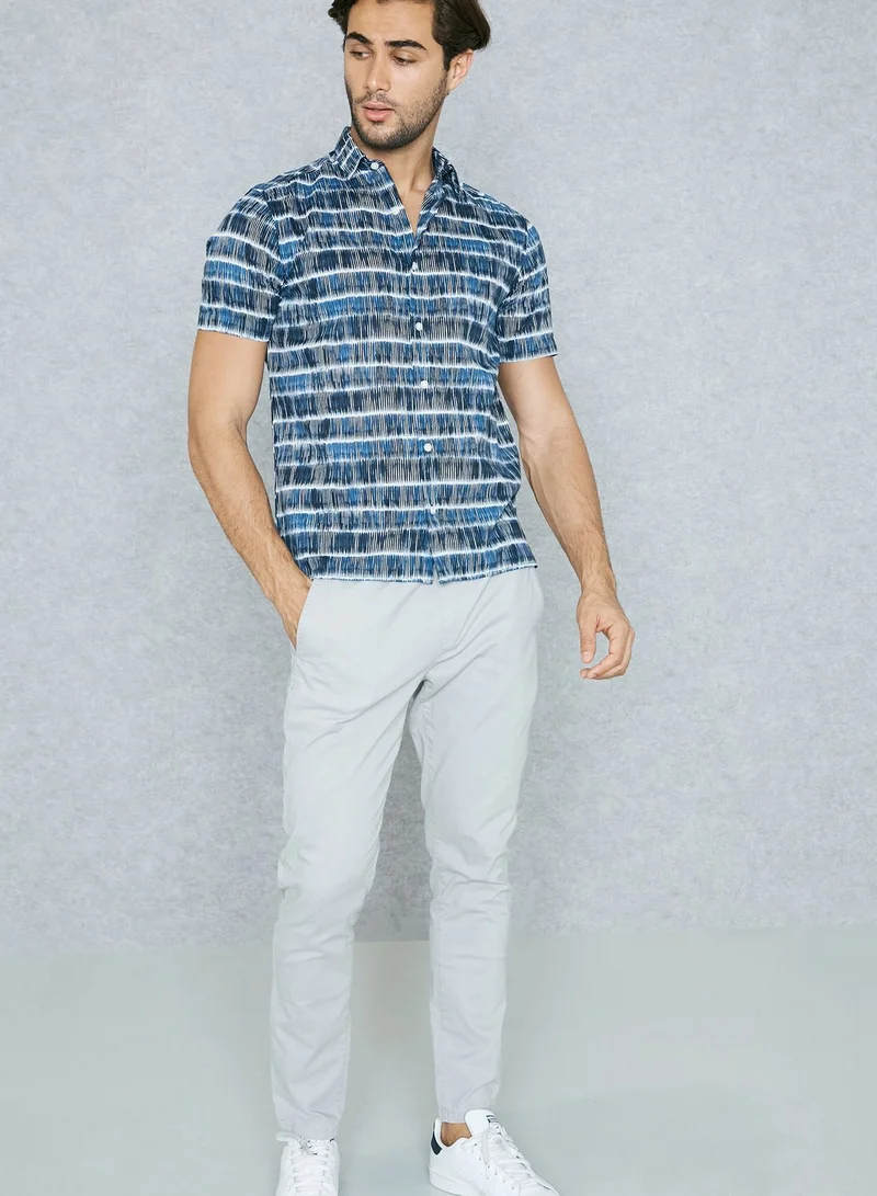 TOPMAN Batik Stripe Print Shirt
