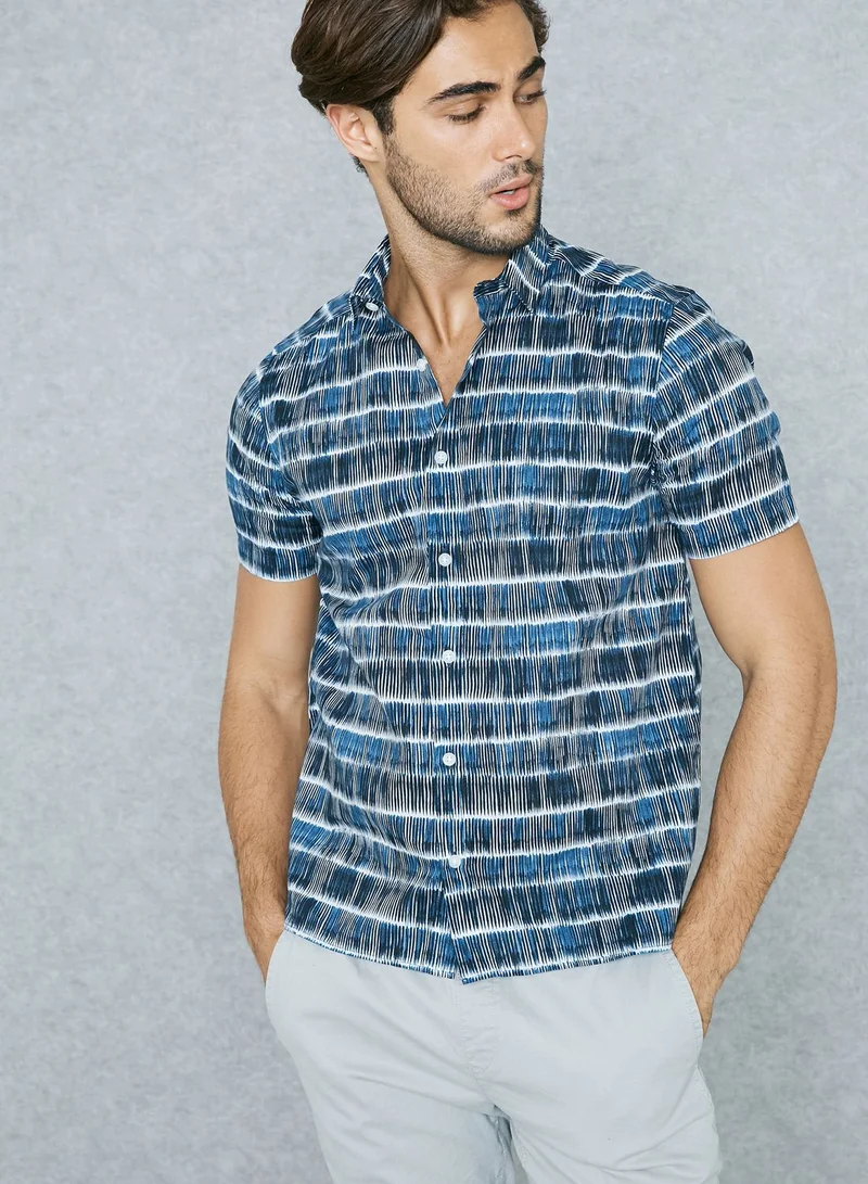 TOPMAN Batik Stripe Print Shirt