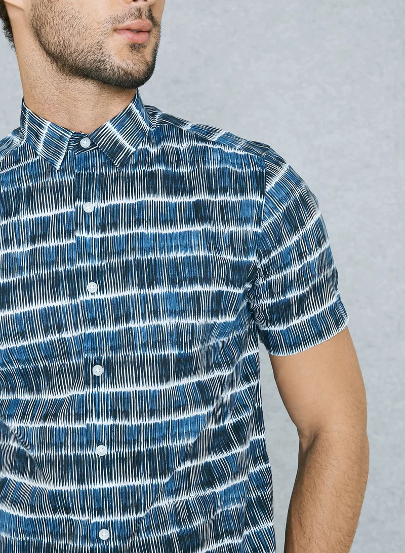 TOPMAN Batik Stripe Print Shirt
