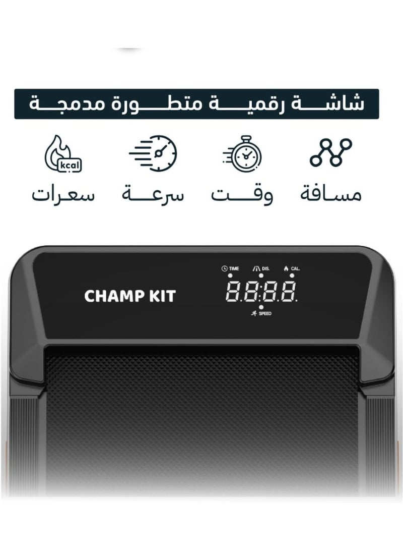 CHAMP KIT Smart Treadmill, Home electric walking pad with 1.5HP motor LED display speed up to 6 kilometers per hour foldable with incline running area 405 by 935 millimeters,, Convenient for Use at Home, Gym or Office - Max 90 kg User Weight - Image 4