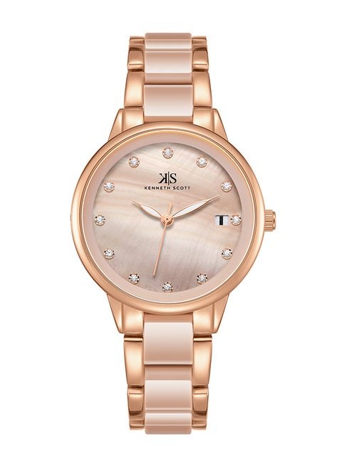 Kenneth Scott Women's Rose Gold Dial Analog Watch -K24503-RCFM