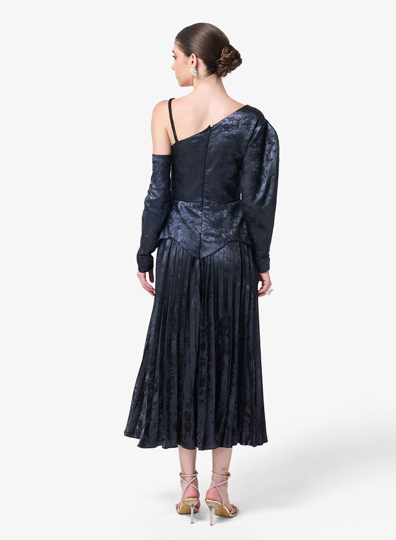 Threadz by Ajooni One Shoulder Sequin Maxi Dress - Image 2