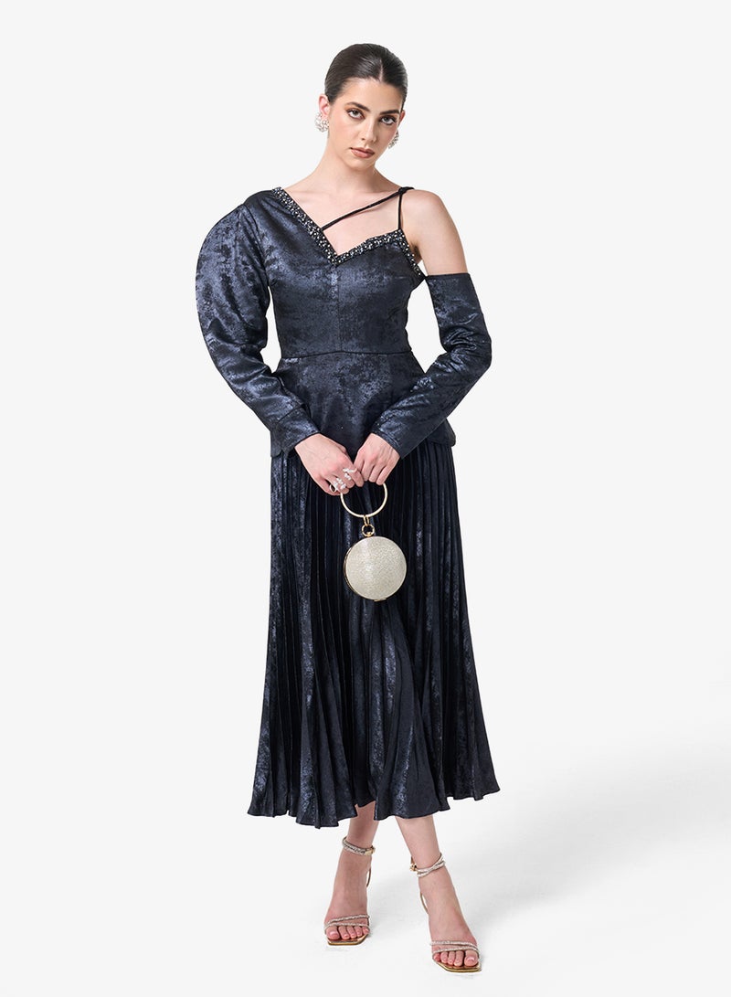 Threadz by Ajooni One Shoulder Sequin Maxi Dress - Image 1