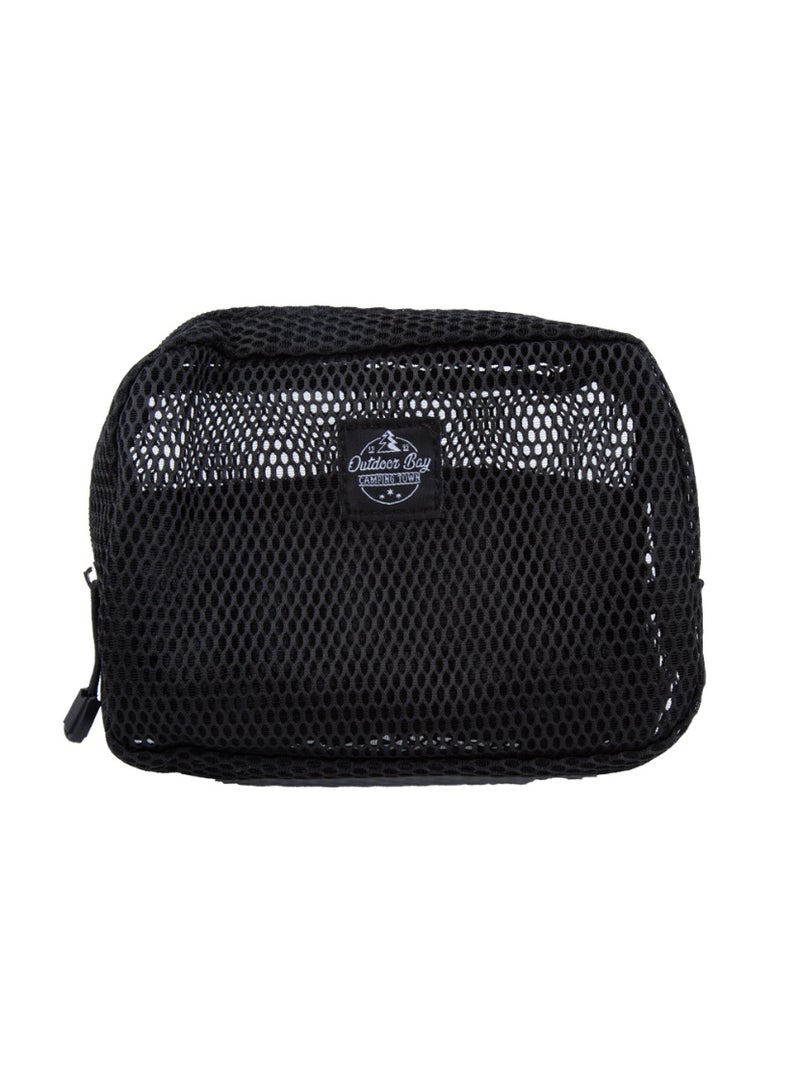 DAISO Mesh Pouch with Pocket, Black - Image 3