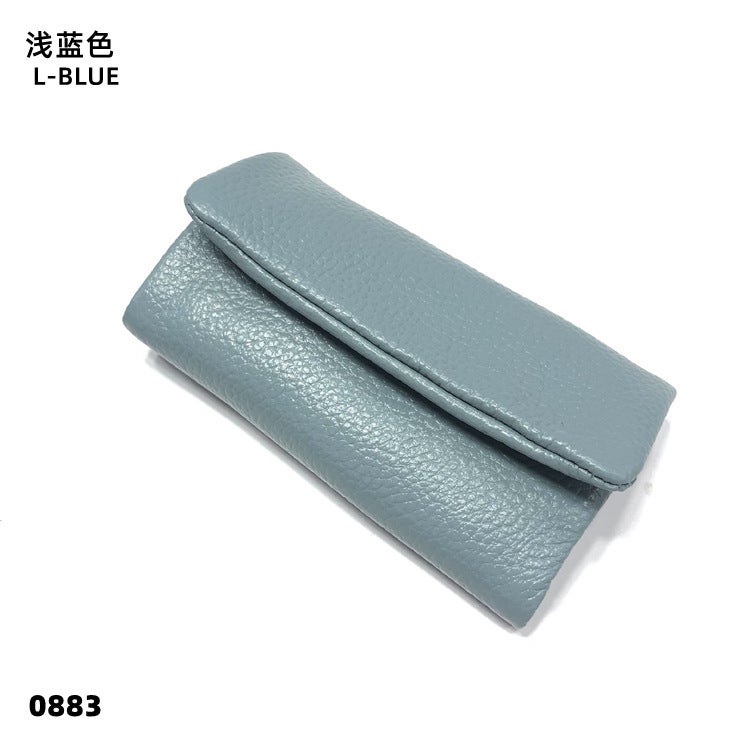 Three-Fold Leather Key Bag Cowhide Key Storage Bag Household Key Bag Zipper Coin Purse Large Capacity - Image 1
