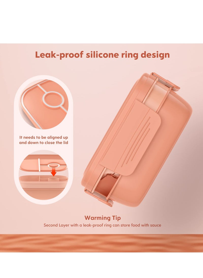 SYOSI 1900مل صندوق غداء بينتو للبالغين والأطفال صندوق سلطة فواكه 3 أقسام صندوق غداء ، مادة pp5 Grade Food ، صناديق غداء بينتو قابلة للتكديس مقاومة للتسرب وآمنة في الميكروويف وغسالة الصحون - Image 4