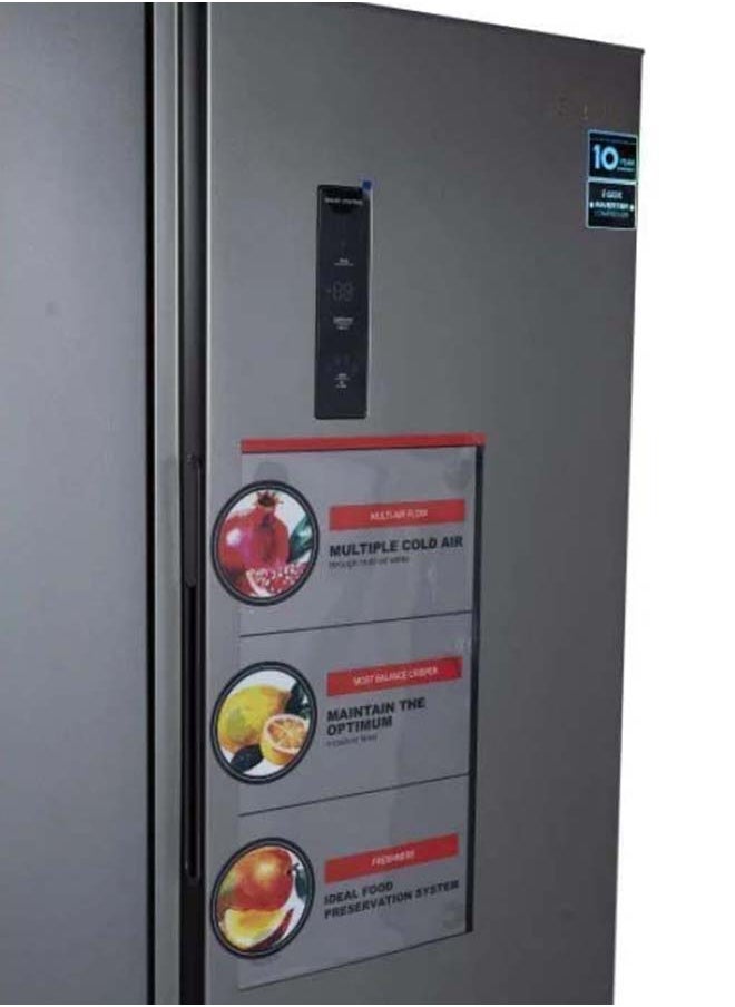 amax - Amax side-by-side refrigerator, 18.4 cubic feet capacity - silver - HSBS19AX - Image 1