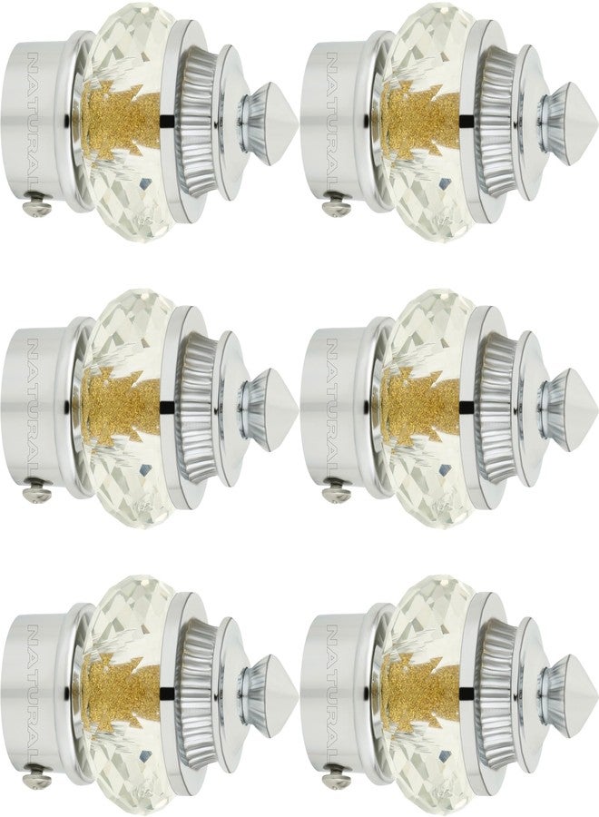 Natural 50mm Crystal Diamond Aluminium Curtain Bracket Only/Parda Holder only/Curtain Nobs only/Curtain Finials Only/Curtain Rod Nobs to Attache Upto 1 Inch Rod. (3 Pair, Chrome) - Image 1