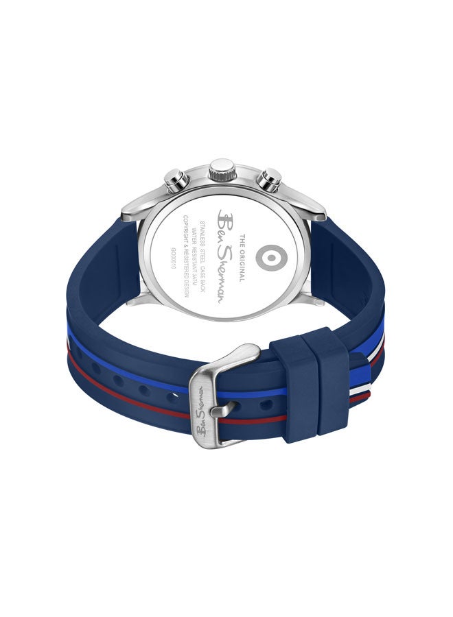 Ben Sherman Brighton Blue Dial Blue Silicone Strap Chronograph Watch for Men, 43.5mm - Image 3