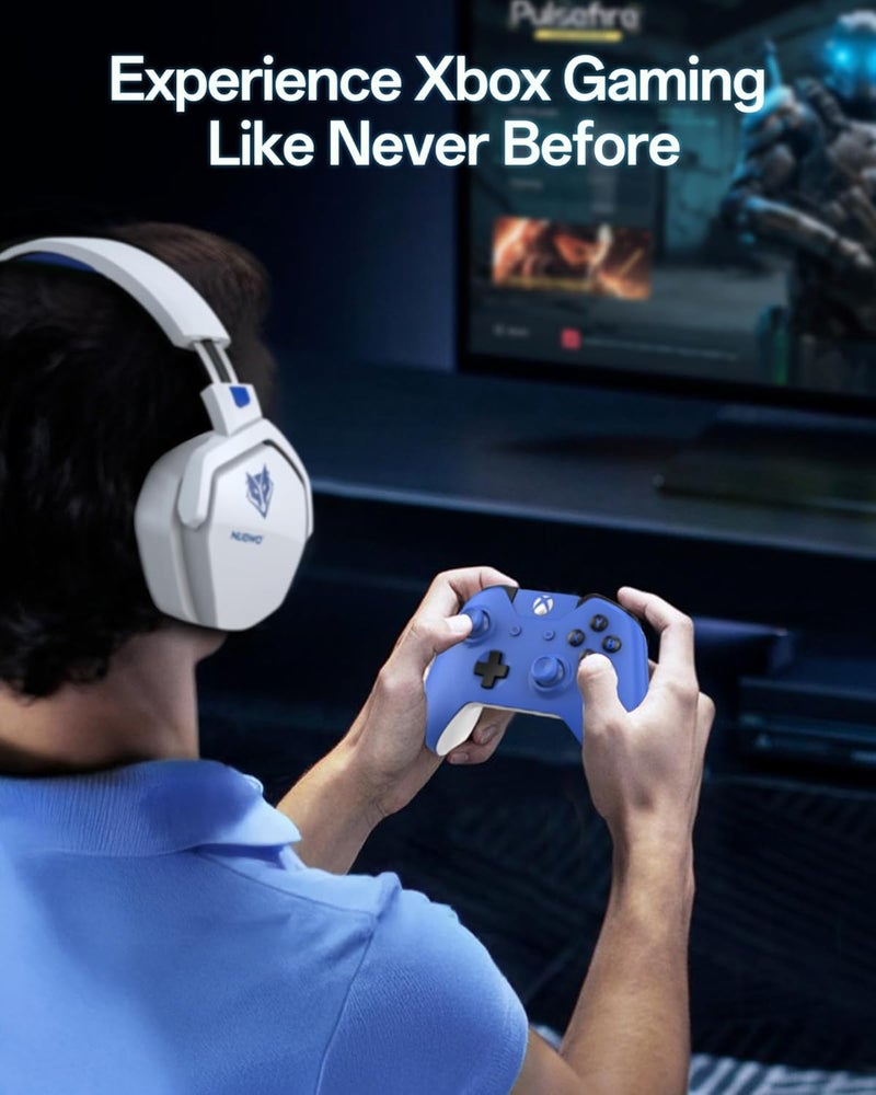 نوبو سماعة ألعاب N16 - ميكروفون عزل الضوضاء، صوت ستيريو وتصميم مريح لأجهزة PS5، PS4، Xbox One، NS، PC، Laptop وMac - أبيض/أزرق - Image 2