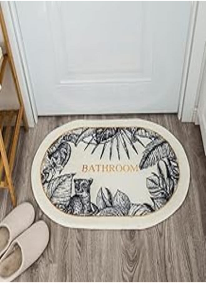 LESTER LESTER Soft Non-Slip bathDoor Mat oval shape white and black 50x80cm 