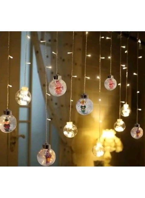 LED String Light Balls Curtain the shape of a ball with Ramadan cartoon shapes inside