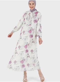 Floral Print Tie Detail Dress