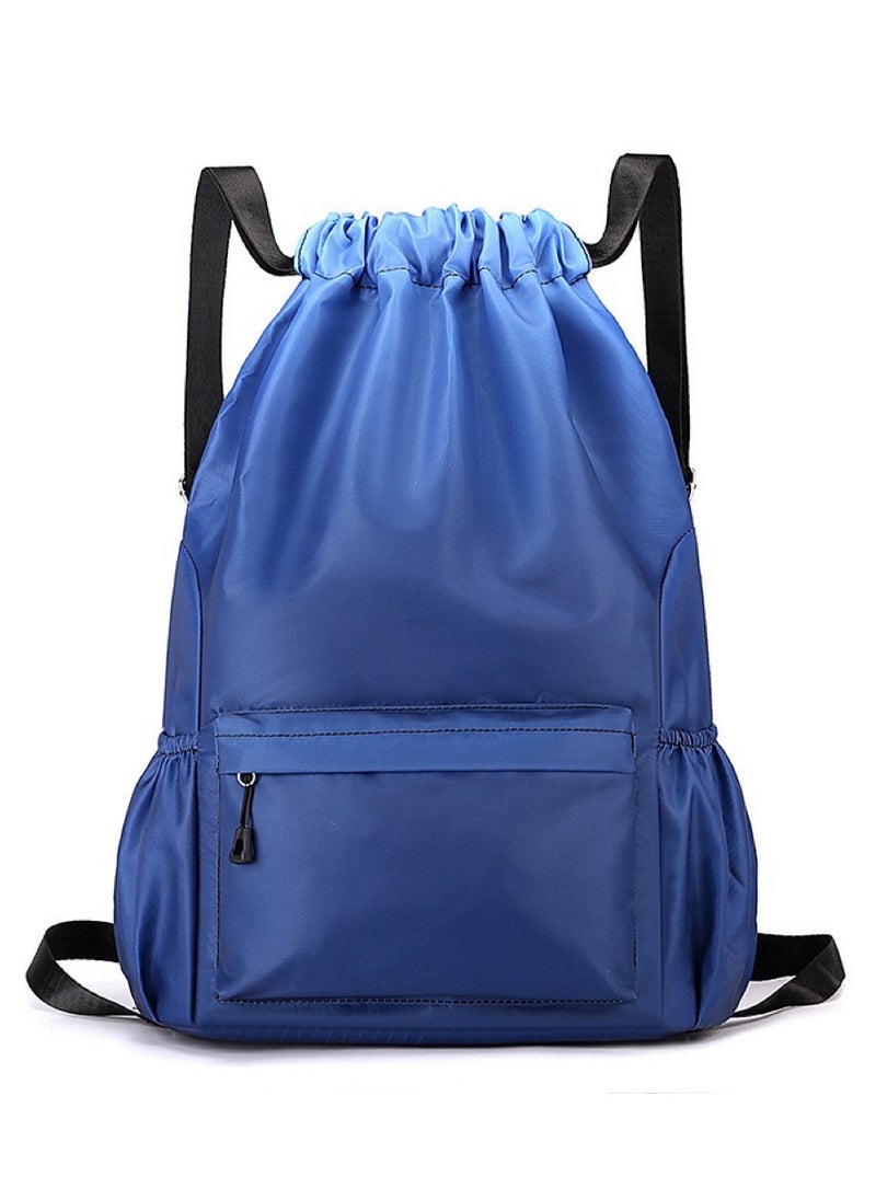 Ayeeb Gradient Ocean Blue Drawstring Style Sack Pack Backpack Lightweight Design, Multifunctional Portable Large Storage Machine Washable Daypack Travel Sports Bag, Durable Rainproof with Zipper Pocket  - Image 1