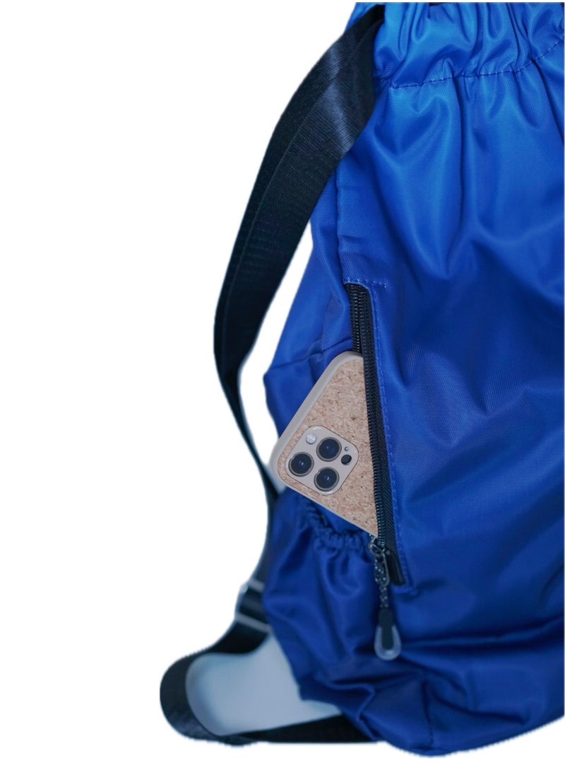 Ayeeb Gradient Ocean Blue Drawstring Style Sack Pack Backpack Lightweight Design, Multifunctional Portable Large Storage Machine Washable Daypack Travel Sports Bag, Durable Rainproof with Zipper Pocket  - Image 2