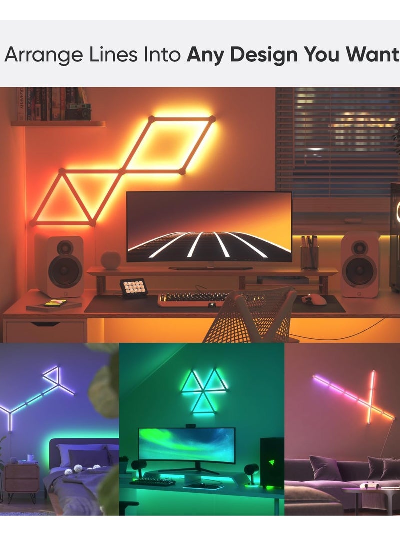 Milatech - 12 LED Light Lines Smart WiFi Tuya LED, Wall Light Color Dimmable Smart Music Sync Rhythm APP Smart Control RGB Mood Light for Game Room Home Wall Decor Light Strip Kit(UK plug) - Image 1