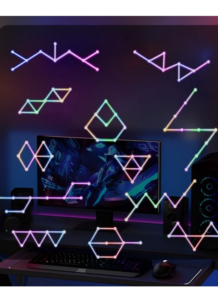 Milatech - 12 LED Light Lines Smart WiFi Tuya LED, Wall Light Color Dimmable Smart Music Sync Rhythm APP Smart Control RGB Mood Light for Game Room Home Wall Decor Light Strip Kit(UK plug) - Image 1