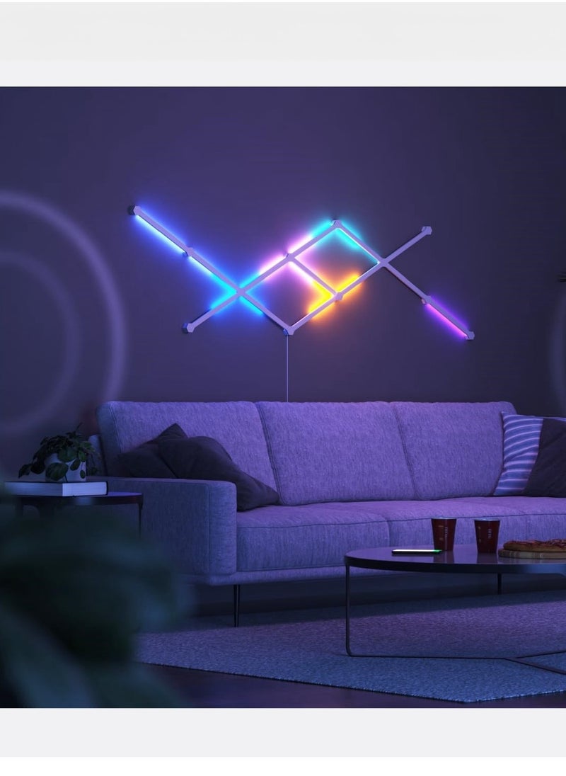 Milatech - 12 LED Light Lines Smart WiFi Tuya LED, Wall Light Color Dimmable Smart Music Sync Rhythm APP Smart Control RGB Mood Light for Game Room Home Wall Decor Light Strip Kit(UK plug) - Image 1