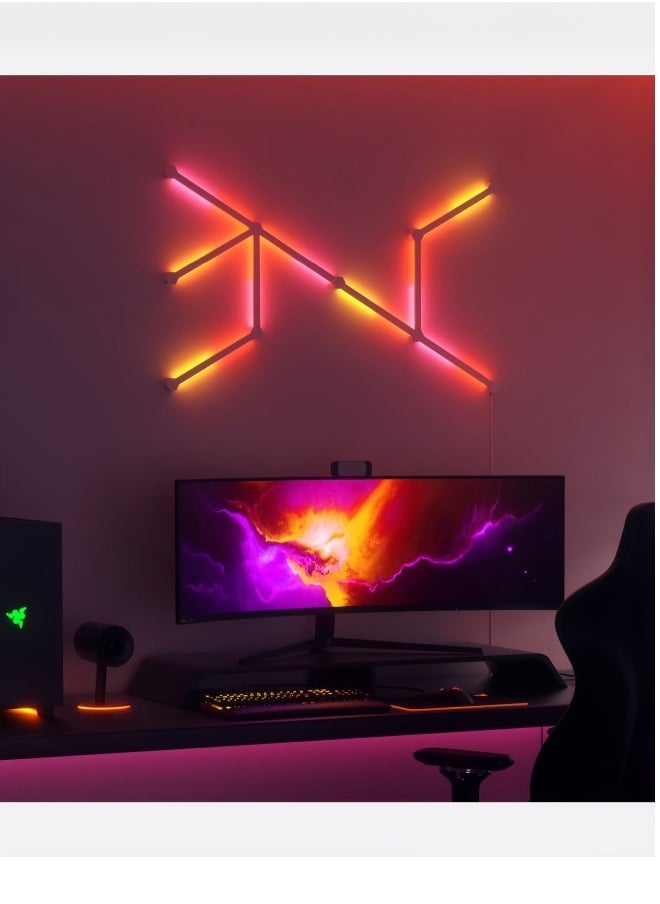 Milatech - 12 LED Light Lines Smart WiFi Tuya LED, Wall Light Color Dimmable Smart Music Sync Rhythm APP Smart Control RGB Mood Light for Game Room Home Wall Decor Light Strip Kit(UK plug) - Image 1