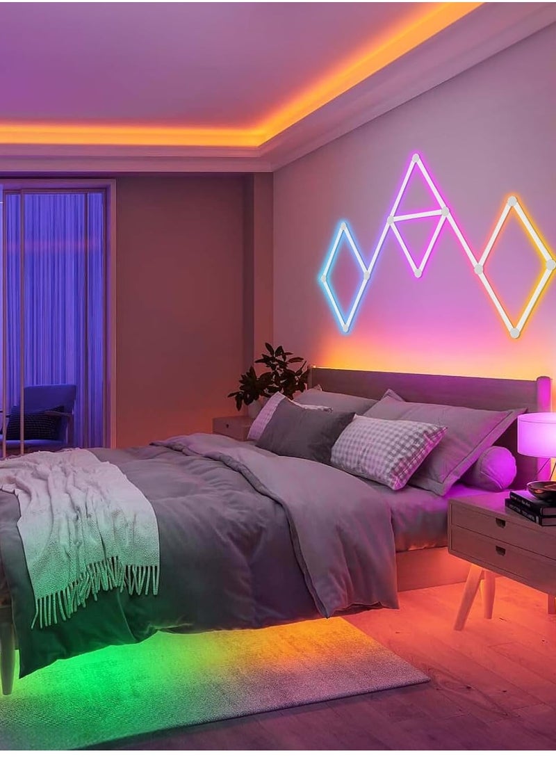 Milatech - 12 LED Light Lines Smart WiFi Tuya LED, Wall Light Color Dimmable Smart Music Sync Rhythm APP Smart Control RGB Mood Light for Game Room Home Wall Decor Light Strip Kit(UK plug) - Image 1