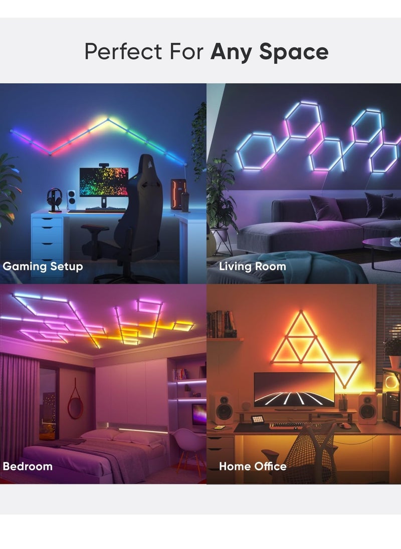 Milatech - 12 LED Light Lines Smart WiFi Tuya LED, Wall Light Color Dimmable Smart Music Sync Rhythm APP Smart Control RGB Mood Light for Game Room Home Wall Decor Light Strip Kit(UK plug) - Image 1