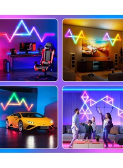 Milatech 12 LED Light Lines Smart WiFi Tuya LED, Wall Light Color Dimmable Smart Music Sync Rhythm APP Smart Control RGB Mood Light for Game Room Home Wall Decor Light Strip Kit(UK plug)  - Image 4