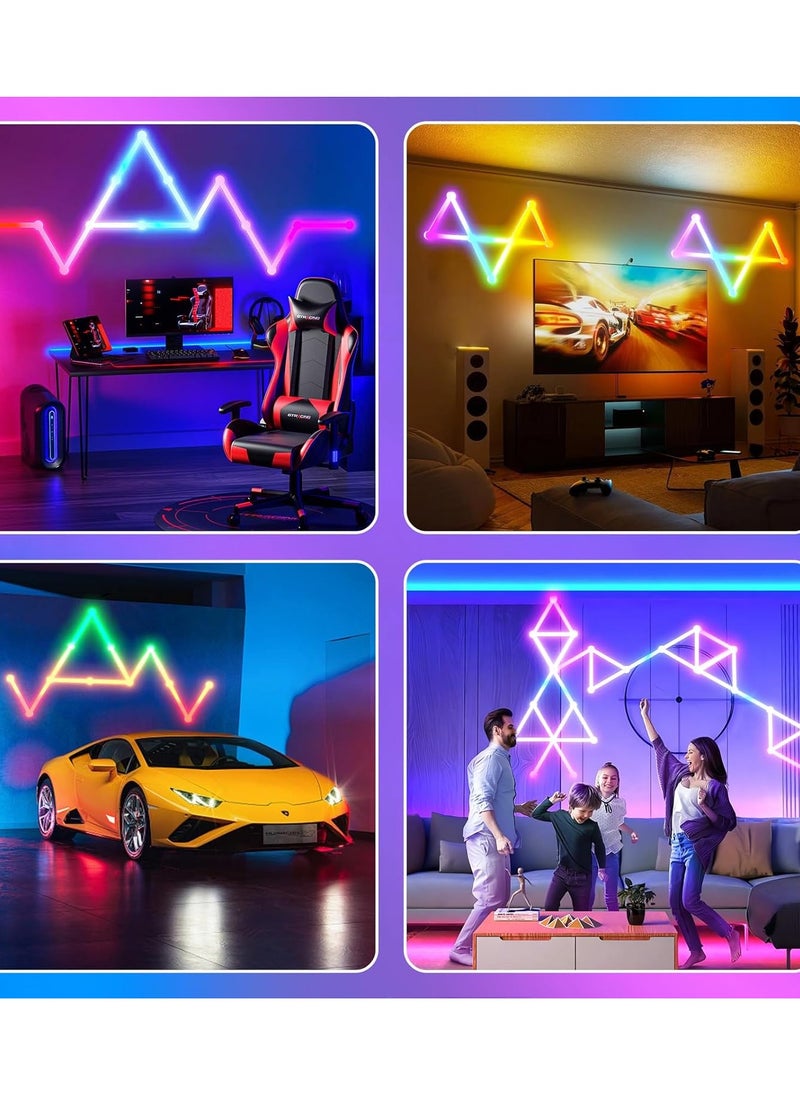 Milatech - 12 LED Light Lines Smart WiFi Tuya LED, Wall Light Color Dimmable Smart Music Sync Rhythm APP Smart Control RGB Mood Light for Game Room Home Wall Decor Light Strip Kit(UK plug) - Image 1