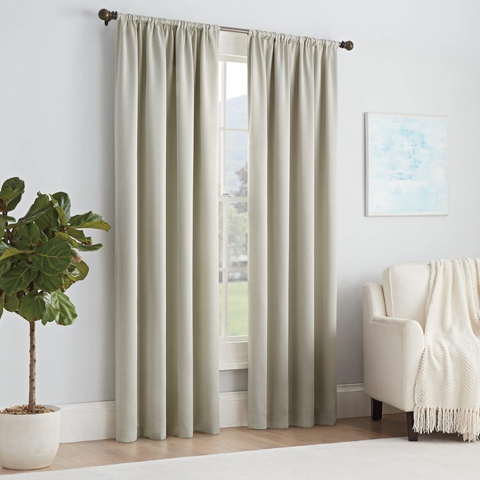 SOLID THERMAPANEL MODERN ROOM DARKENING ROD POCKET WINDOW CURTAIN FOR BEDROOM 1 PANEL 54 IN X 63 IN STONE